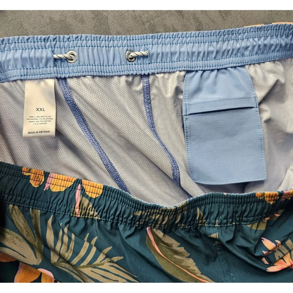 Bonobos Mens XXL Swim Trunks Green Tropical Floral 7 Inch Inseam BOE25101SA